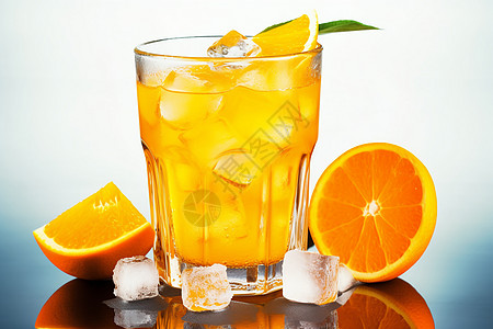 橙子果汁好喝的冰橙汁背景