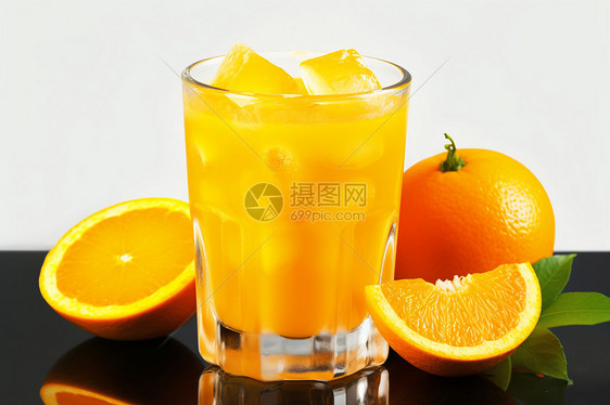 美味的橙子与橙汁图片