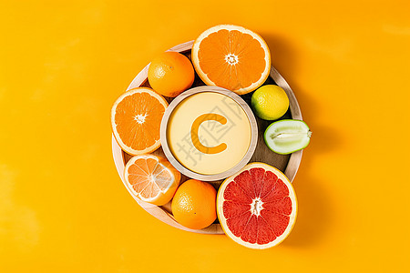 墙面壁纸黄色的橙子和柚子背景