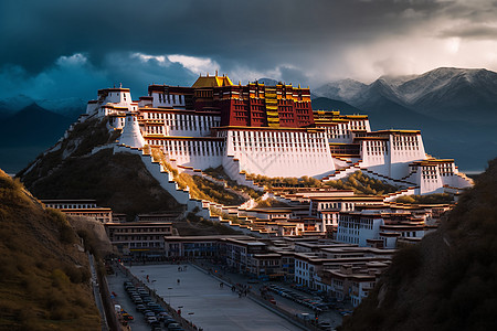 西藏建筑西藏布达拉宫建筑背景