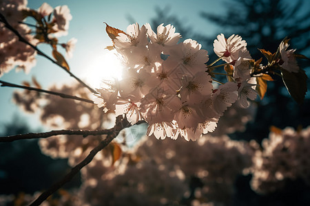 阳光下的樱花图片