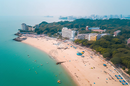 大海沙滩城市风景背景图片