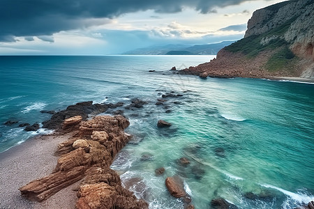 海边的岩石和风景图片