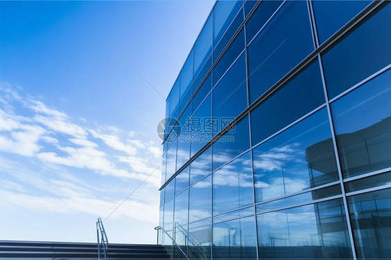 现代建筑中的玻璃墙结构图片