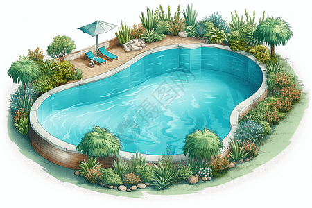 造型独特的游泳池背景图片