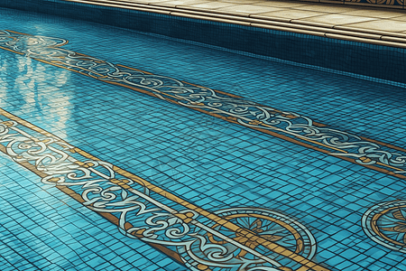 马赛克瓷砖的游泳池图片
