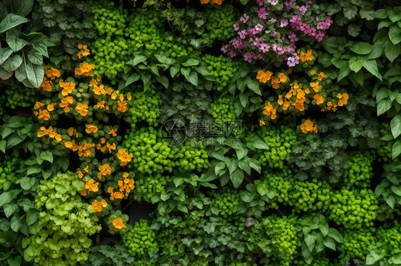 种满植物的墙壁图片