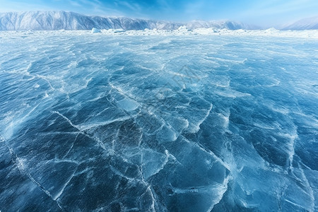贝加尔湖的冬季风景高清图片