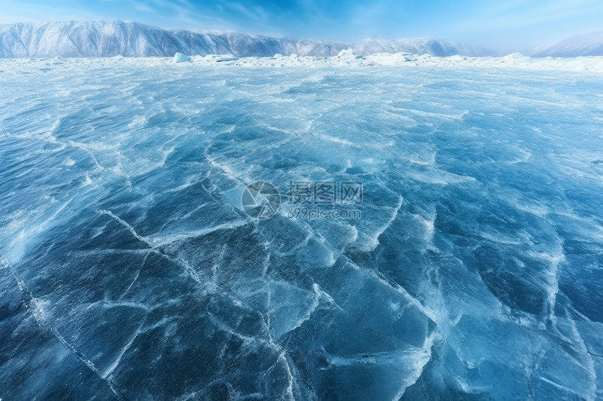 贝加尔湖的冬季风景图片