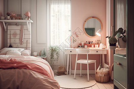 粉色风格的卧室图片