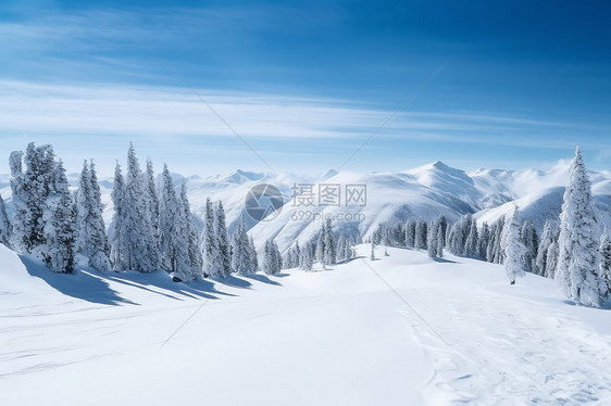 唯美的雪地风景图片