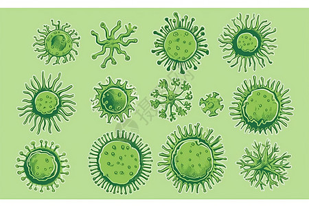各种生物学病毒图标的插图图片