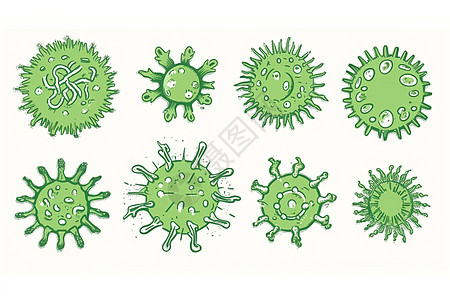 绿色病毒手绘图背景图片