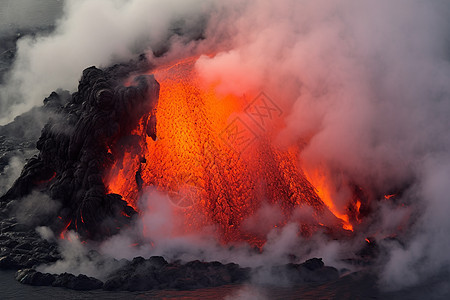 火山喷发产生的雾气图片