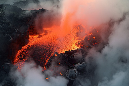 火山爆发的的特写镜头图片