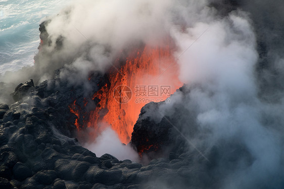 夏威夷火山爆发的岩浆图片