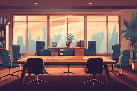 现代化的会议室插画图片