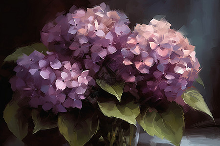 紫色绣球花的油画图片