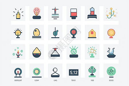 科学平面彩色图标图片