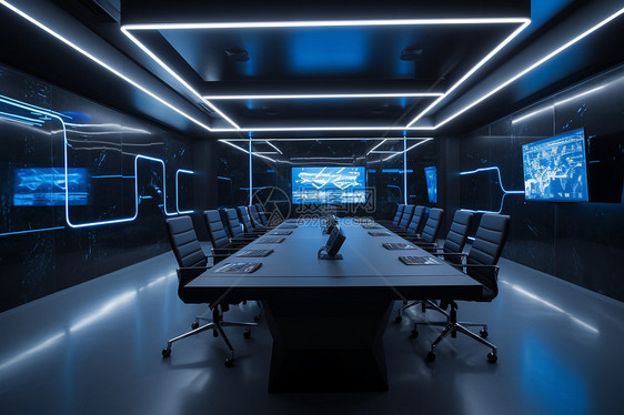 科技感的未来会议室图片