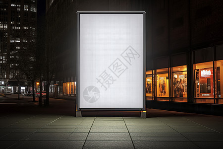 夜晚街道的广告牌图片