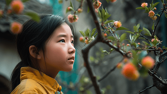 好奇的中国女孩图片