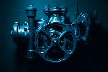 蓝色的水泵机械风格高清图片