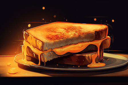 烤三明治好吃的烤奶酪插画