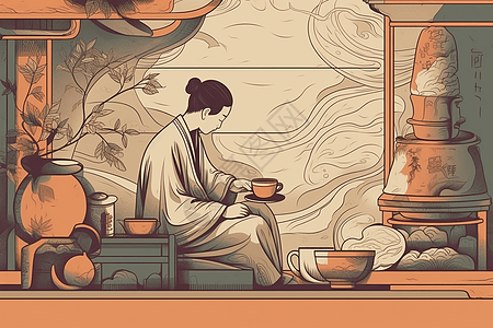 中国传统茶道背景图片