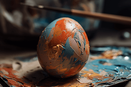 彩色笔刷复活节彩蛋的特写背景
