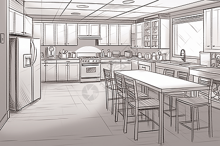厨房绘画插图图片