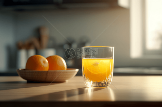一杯鲜榨的美味橙汁图片