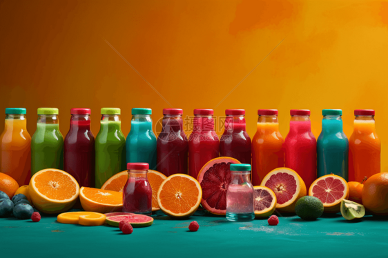 多彩的果汁瓶集合图片