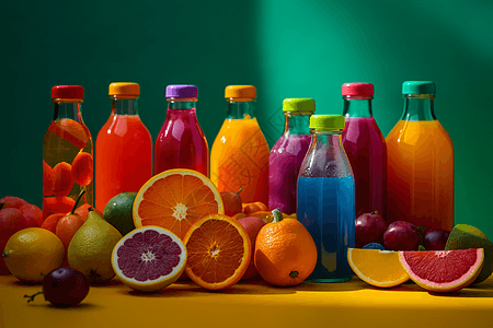 丰富多彩的果汁瓶集合图片