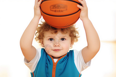 可爱的小孩子抱着篮球图片