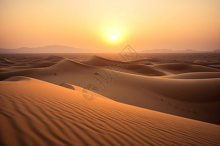 沙漠中的日落景象图片