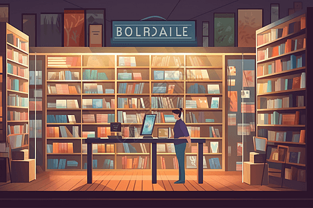 一个书店的插画图片