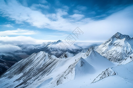 山顶的雪景图片
