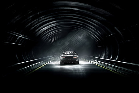 隧道中驶过的汽车图片