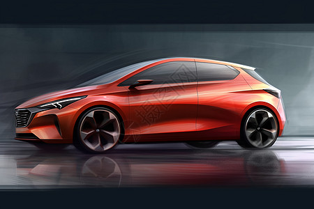 红色新能源汽车背景图片