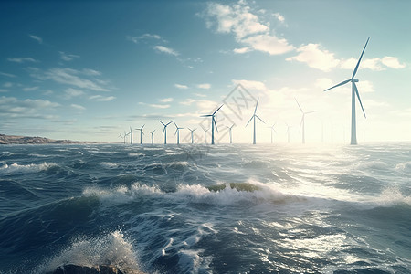 海上的风力发电图片
