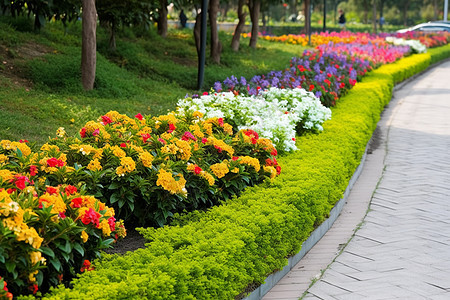 公园里的花和绿植图片