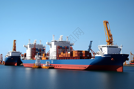 海港的大型货船图片