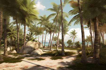海边的椰子树图片