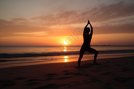日落海边练瑜伽背景图片