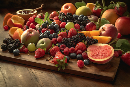 案板上的水果背景图片
