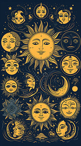太阳，月亮和星星图片