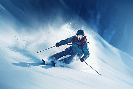 滑雪者在雪坡上自由滑雪图片