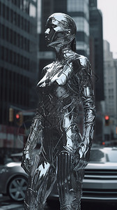 金属科技感的3D人体模型背景图片