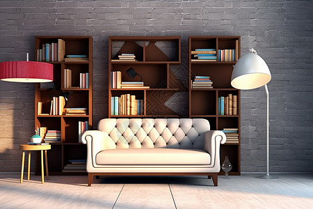 白色欧式沙发的书房图片